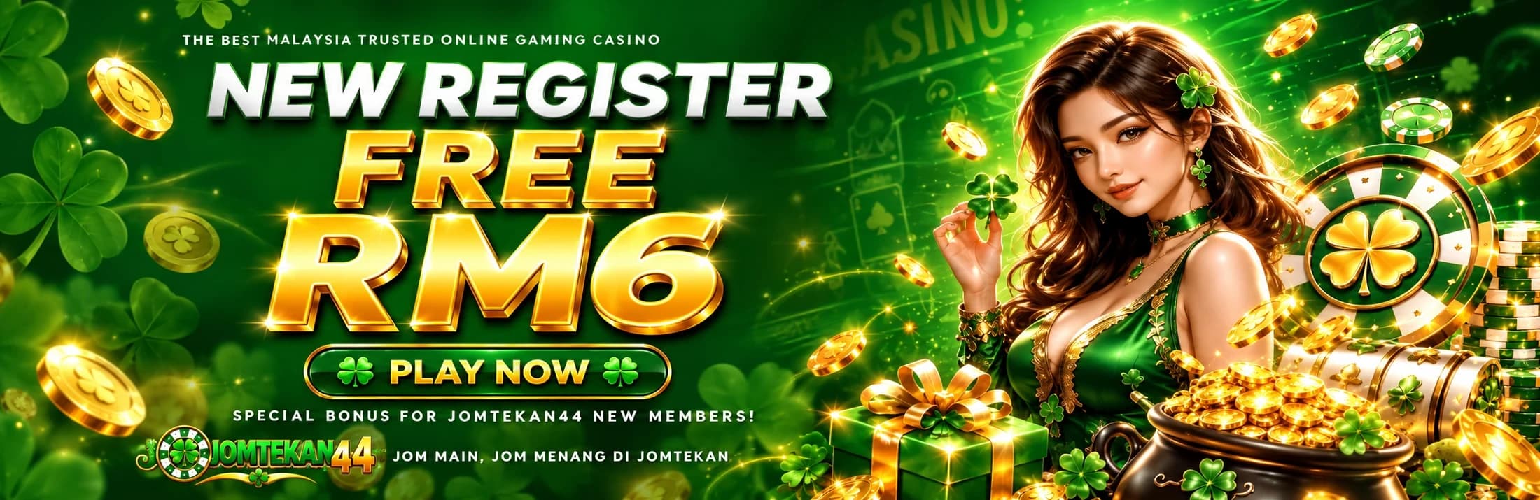 JomTekan44 New Register Free RM6 promotion banner